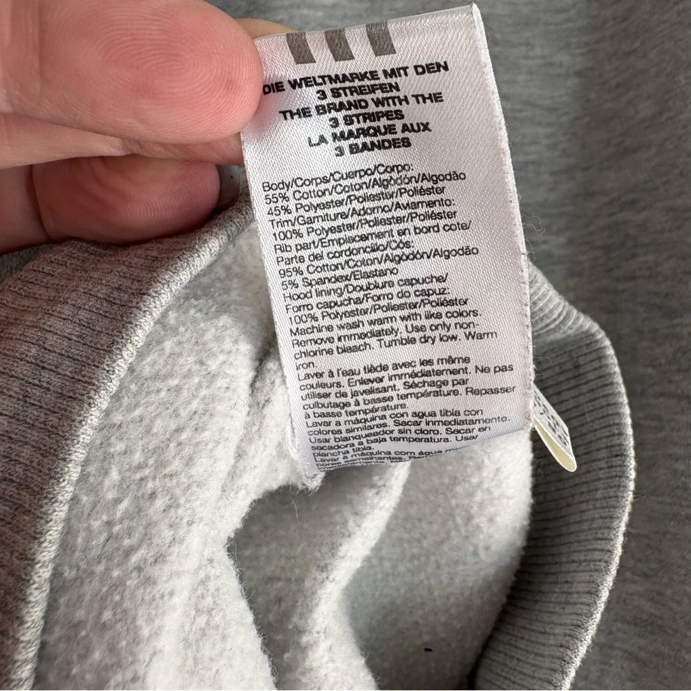 ADIDAS Boy’s Classic Gray Hoodie with Blue Stripes Size M — from 2005